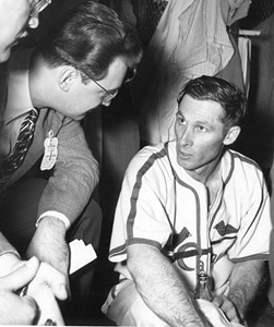 Harry Caray talks to Harry Brecheen.